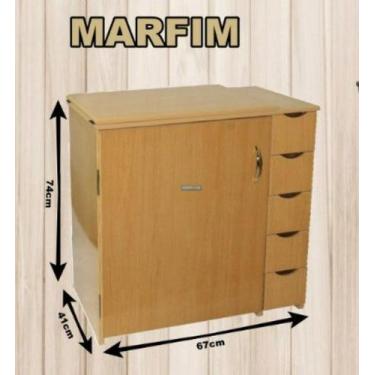 Imagem de Gabinete C/ 5 Gavetas Máquina De Costura Doméstica Singer