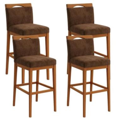 Imagem de Kit 4 Banquetas Alta Cozinha Gourmet Conforto Suede - Tatite Decor, Su