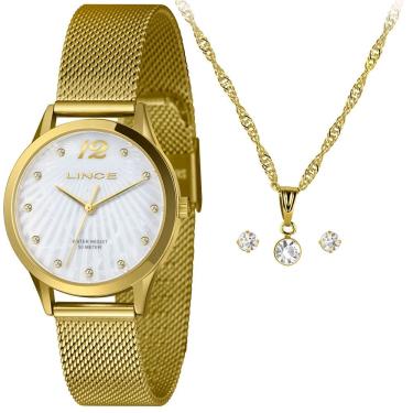 Imagem de Relógio LINCE KIT feminino listras prata LRGH210L34 K09XS2KX