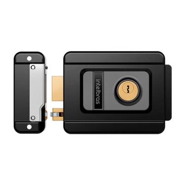 Imagem de Fechadura Elétrica de Sobrepor FX 1500 com Chave para Porta de Madeira Ou Aço em Aço Preto