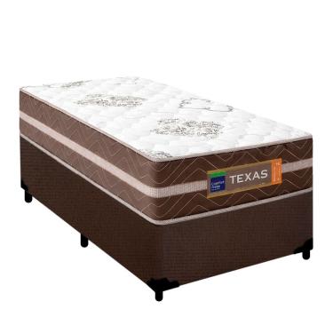 Imagem de Cama Box Solteiro Suede + Colchão Molas Ensacadas Texas Prime Colchões 88cm - Suporta A...