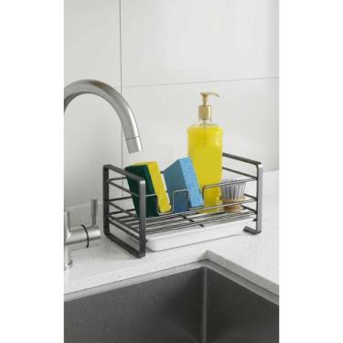 Imagem de Organizador Pia Cozinha Preto Porta Detergente Sabão Esponja - Congrat