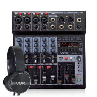 Imagem de Mesa de Som 6 Canais USB e Bluetooth Voik VMX602PRO Com Fone