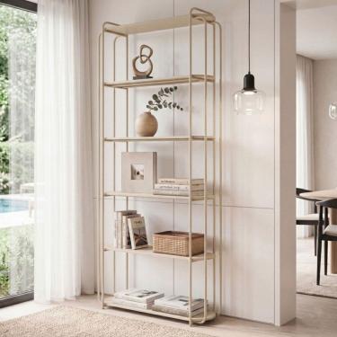 Imagem de Estante Alta Areia Metal Minimalista com Prateleiras para Decoração e Organização Orla...