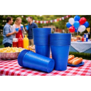 Imagem de Copo Descartável Para Festa 200ml Cores 50 Un. Cor:Azul - Bello Festas