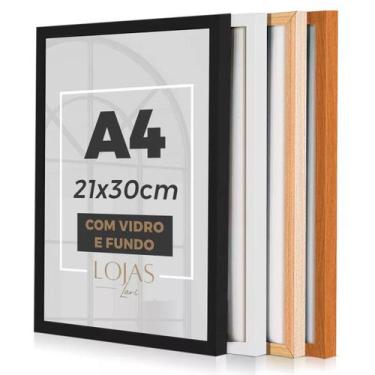 Imagem de Kit 3 Molduras Quadro A4 21x30 Com Vidro Poster Certificado - Marrom -