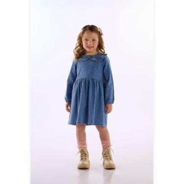 Imagem de Vestido Infantil Jeans Babado Up Baby, Azul