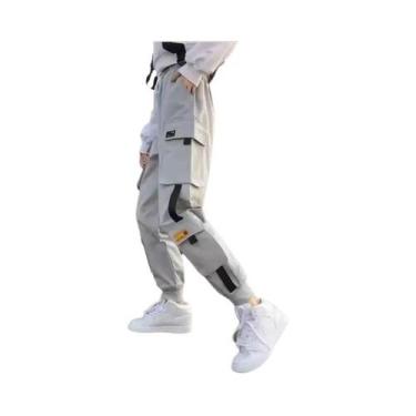 Imagem de Calças Jogger Cargo Femininas Pretas Casuais Estilo Hip-hop Streetwear