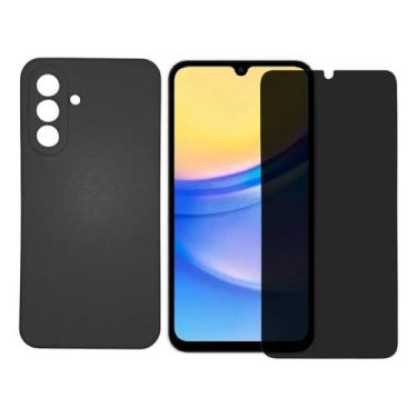 Imagem de Capa Aveludada Preta Para Samsung A17 + Película Privacidade Fosca - G
