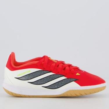 Imagem de Chuteira Adidas Predator Club Futsal Juvenil Vermelha e Branca, 36