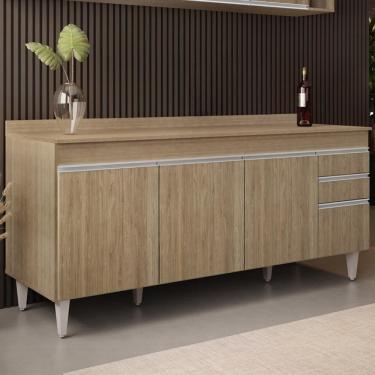 Imagem de Balcão De Cozinha Para Pia Com Tampo 180cm Dallas Castanho - Lumil
