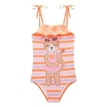 Imagem de Maio Infantil GatinhaMalha Dry UV50+ Papilloo, Laranja, 8