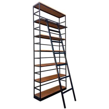 Imagem de Estante para Livros Modelo Industrial com 5 Prateleiras Ferro em Preto
