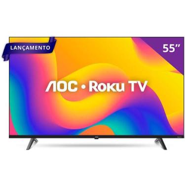 Imagem de Smart TV AOC 55" UHD 4K HDR ROKU 55U7045, Preto, 220V