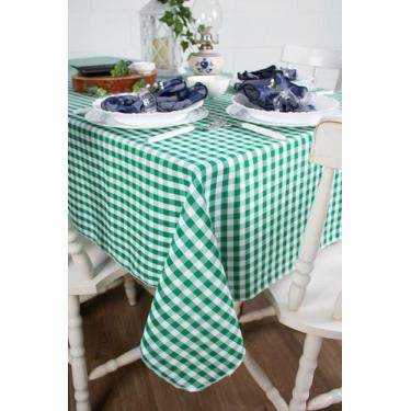 Imagem de Toalha de Mesa Retangular em Oxford Xadrez Verde, 1,40 x 3,20