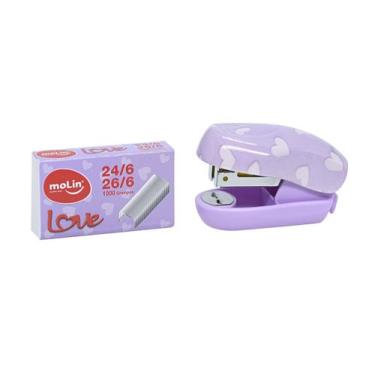 Imagem de Grampeador Mini Fofo Estampado 26/26 Com 1000 Grampos Molin, Lilás