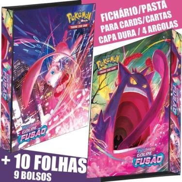 Imagem de Pasta Fichário Álbum Capa Dura 4 Argolas Pokémon Golpe Fusão Mew e Gen
