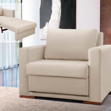 Imagem de Poltrona Cama Moderno Veludo Premium Hermes 110cm Pés em Madeira Maciç