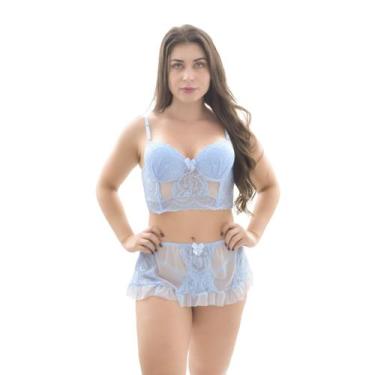 Imagem de Conjunto Sensual Rendado DAmor, GG, Azul claro