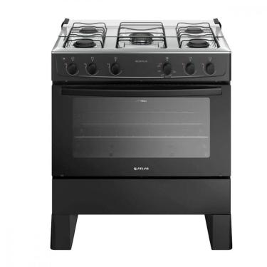 Imagem de Fogão de Piso 5 Bocas Gás Atlas Milão Plus Mesa Inox Acendimento Automático Preto Bivolt