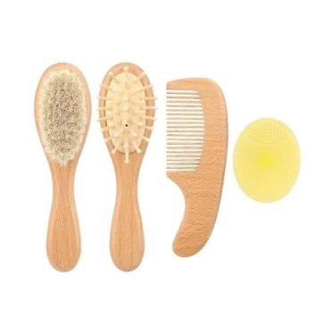 Imagem de Conjunto De Escova E Pente De Cabelo Para Bebês Com Cerdas De Cabra Ul