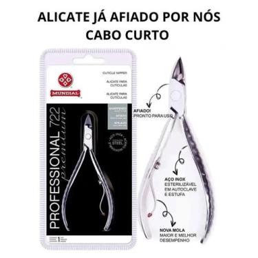 Imagem de Alicate de Cutícula Mundial Inox Profissional 722 Cabo Curto