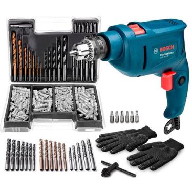 Imagem de Furadeira De Impacto GSB 450 RE STD Bosch 450w + Kit Maleta Com 300 Pç