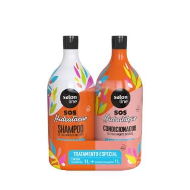 Imagem de Salon Line, Kit Shampoo e Condicionador, SOS Hidratação, Óleo de Rícino, Vegano - Cabelos Lisos, Ondulados, Cacheados e Crespos, 1 L cada