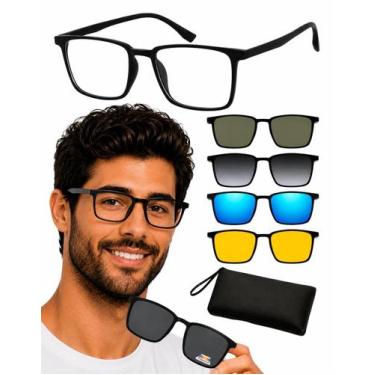 Imagem de Armação De Oculos Masculino + Clip On Proteção UV Mod 65 - 20V, Único,