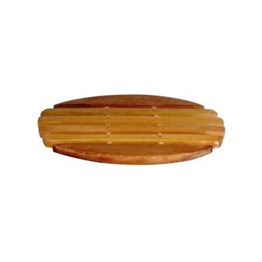 Imagem de Descanso de Panela Oval para Proteção de Superfícies em Pau Madeira Artesanal Cozinha e Sala de Jantar Amadeirado Colher
