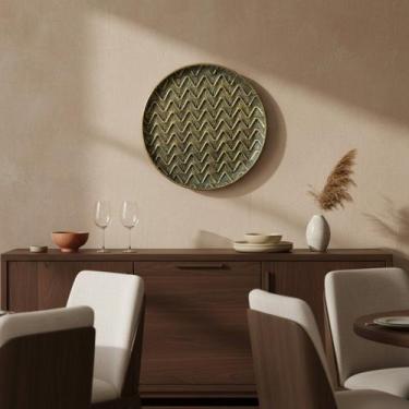 Imagem de Bandeja Decorativa Metal Dourado Parede Mesa Aparador 59cm - Btc
