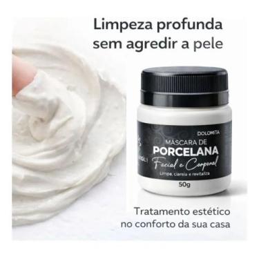 Imagem de Kit 3 Creme Mascara De Porcelana Dolomita Clareadora Facial 50g Limpa 