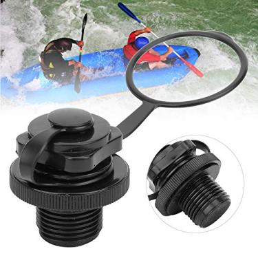 Imagem de Folany Válvula de ar de segurança, válvula de ar de acessórios para barco, canoa de PVC 2 em 1 para barco inflável de borracha de caiaque (preto)