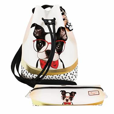 Imagem de Kit Infantil Bolsa e Estojo, Cachorrinho com Óculos - Magicc Bolsas KI-053