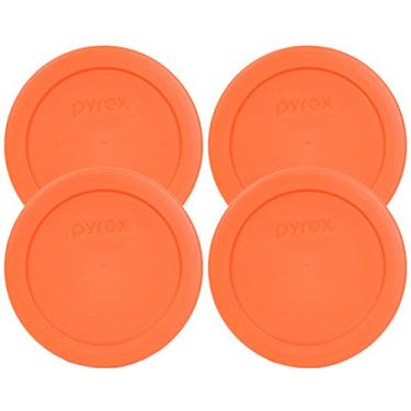 Imagem de Pyrex 7200-PC Tampa redonda de armazenamento para 2 xícaras para tigelas de vidro (4, laranja)