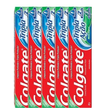Imagem de Kit com 5 Cremes Dentais Colgate Máxima Proteção Anticáries 90g
