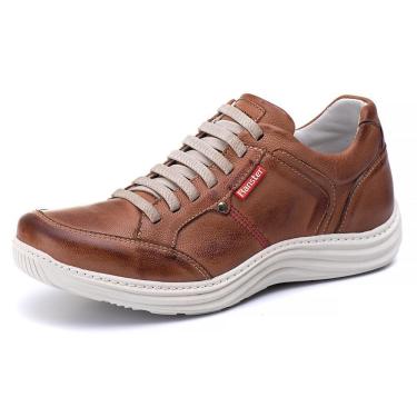 Imagem de Sapatênis Masculino Couro Cadarço Liso Conforto Casual Leve