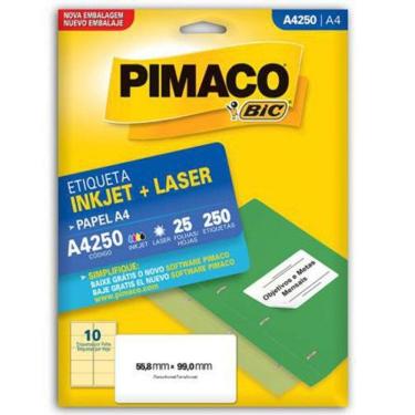 Imagem de Etiqueta Inkjet/Laser A4250 Com 25 Folhas Pimaco