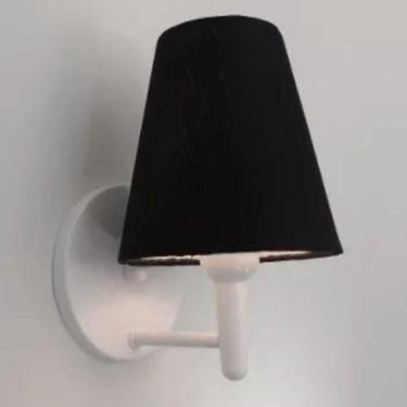 Imagem de Arandela Cone Base Branco em Tecido 14/14x07cm Preto Bivolt