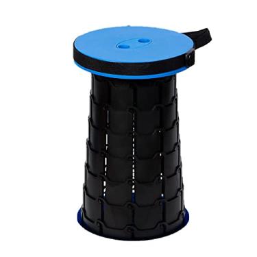 Imagem de Assento de acampamento retrátil e dobrável compacto e leve cadeira de trabalho portátil ajustável ótima para atividades ao ar livre, viagens locais, caminhadas, pesca, azul, tamanho único