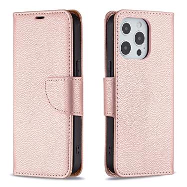 Imagem de GSYH Capa carteira para iPhone 13 Mini/13/13 Pro/13 Pro Max, Capa estilo livro flip para telefone com compartimentos para cartão Kickstand proteção de câmera com alça de pulso TPU Casas, Rosa, 13pro 15,1 cm