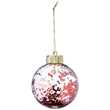 Imagem de Bola De Natal Com Glitter Incolor E Vermelho 8 Cm Jg Com 6 Unidades