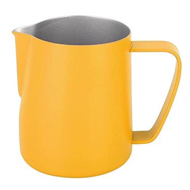 Imagem de Xícara de café com leite, jarra de leite fácil de limpar em aço inoxidável ergonômico projetado para você para cafeteria(yellow)