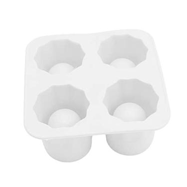 Imagem de Bandeja de cubo de gelo 4 xícaras barra de cubo de gelo festa bebida bandeja de gelo diy ferramenta de fazer gelo molde de congelamento molde em forma de copo molde de resfriamento fazendo gelo portátil molde de cubo de gelo (cor: branco)