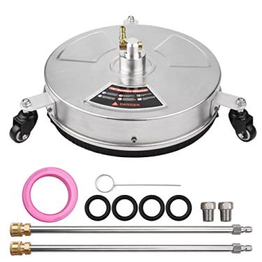 Imagem de Wemay Arruela de pressão de 38 cm/15 polegadas Limpador de superfície de aço inoxidável Acessório de lavadora de alta pressão com conector rápido de 1/4 de polegada 3 rodas 2 bicos 2 varinhas de exten