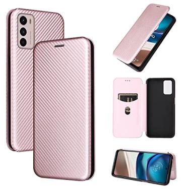 Imagem de YUNCHAO Caixa de telefone Para Motorola Moto G42 Caixa de telefone de couro de textura de fibra de carbono capa para celular