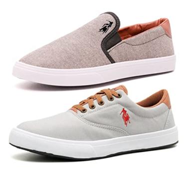 Imagem de Kit 2 Pares Tenis Masculino Sapatenis Polo Slip Lona Cadarço