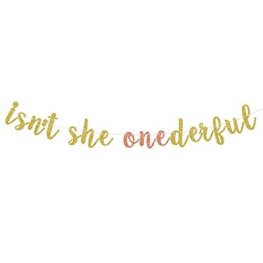 Imagem de Faixa Isn't She ONEderful, faixa de 1º aniversário para meninas, guirlanda Isn't She Maravilhosa, decoração de festa de aniversário exclusiva