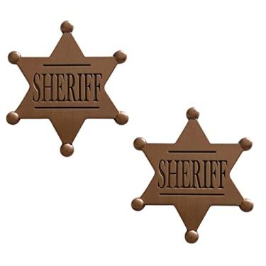Imagem de 2 peças de distintivo de xerife premium, distintivos de xerife do oeste para adultos crianças meninos meninas adereços de festa, Liga de aço, Sem pedras preciosas