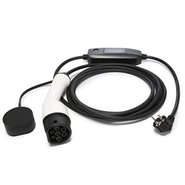 Imagem de Carregador EV portátil para veículos elétricos domésticos carregador inteligente até 10-32A 110-240V cabo de carregamento interno/externo Ev estações de carregamento IP65 à prova d'água carregamento mais rápido, branco, 5 m